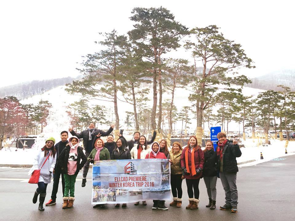 Elcad team at Nam-I Island during team travel incentive