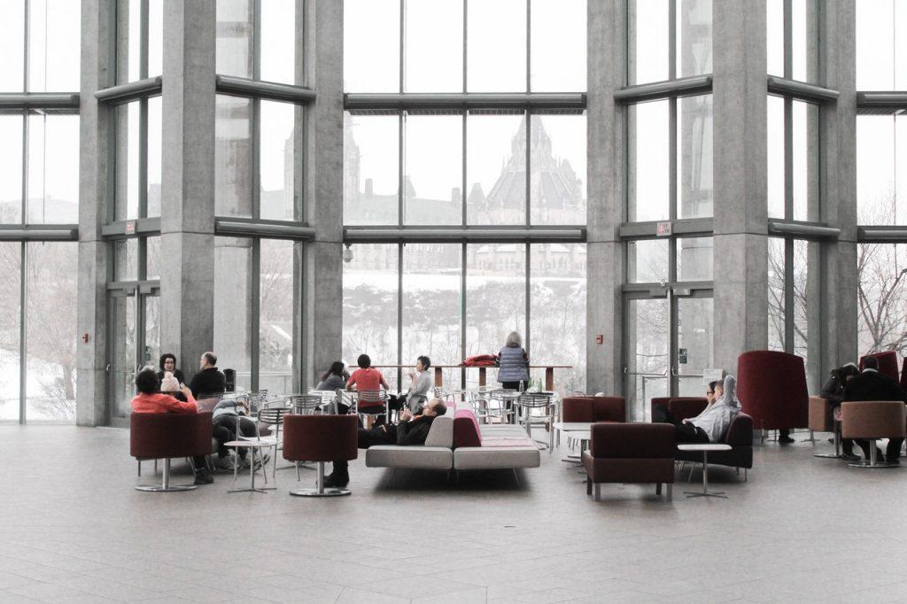 Informal lounge with resimercial furniture