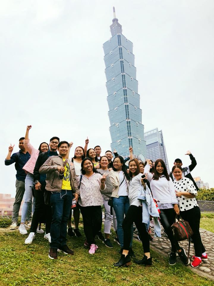 Elcad team enjoying Taipei 101 on company travel reward