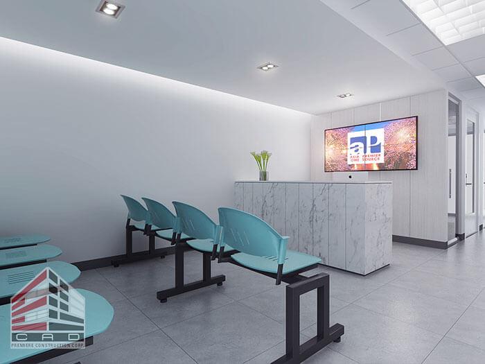 Completed office fit out reception area by a general contractor in the Philippines