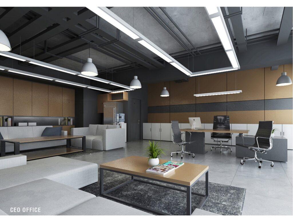 Modern dream office design with natural lighting and open layout