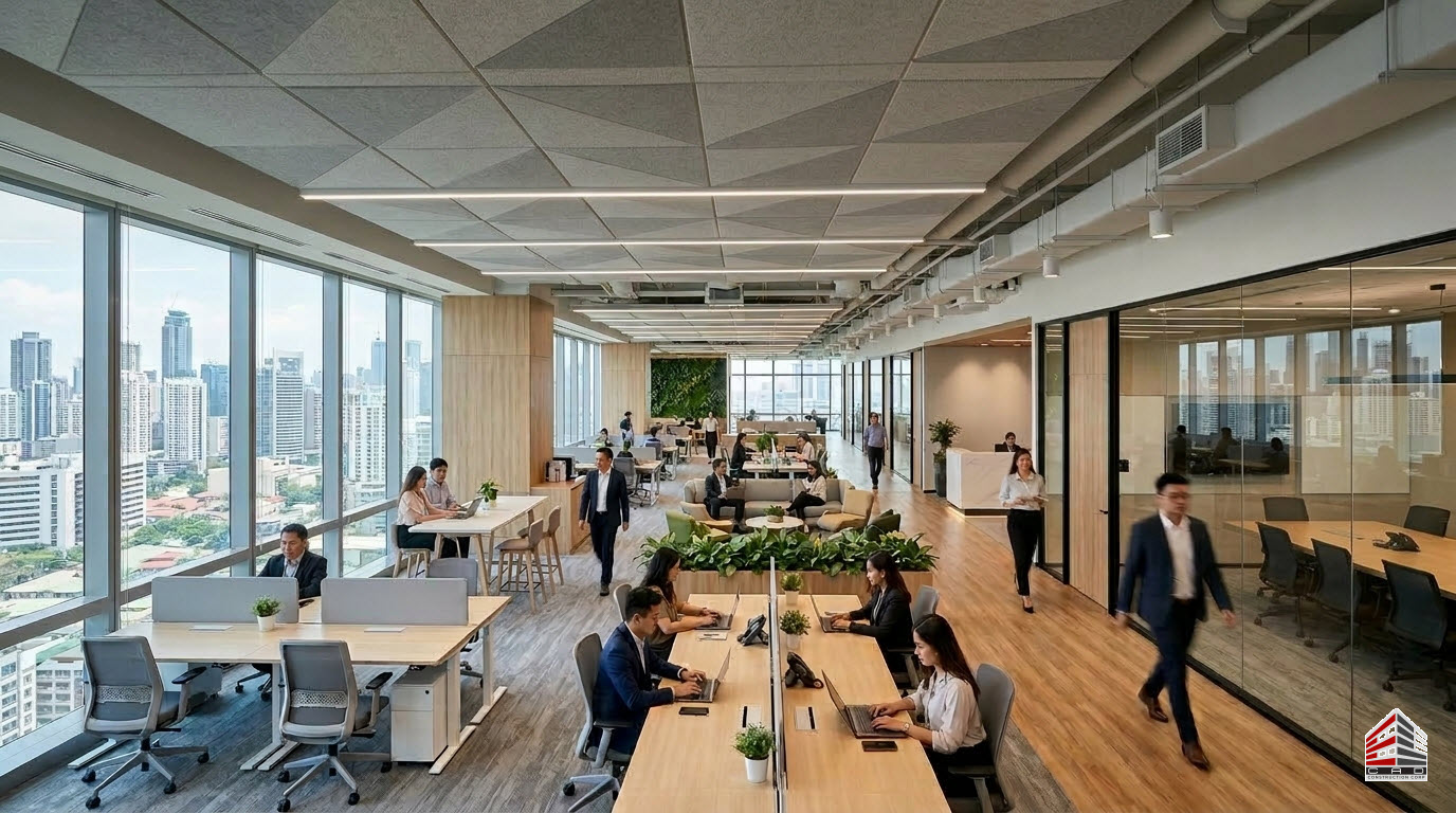 Corporate office interior completed by an office fit-out contractor Metro Manila for a large enterprise workspace