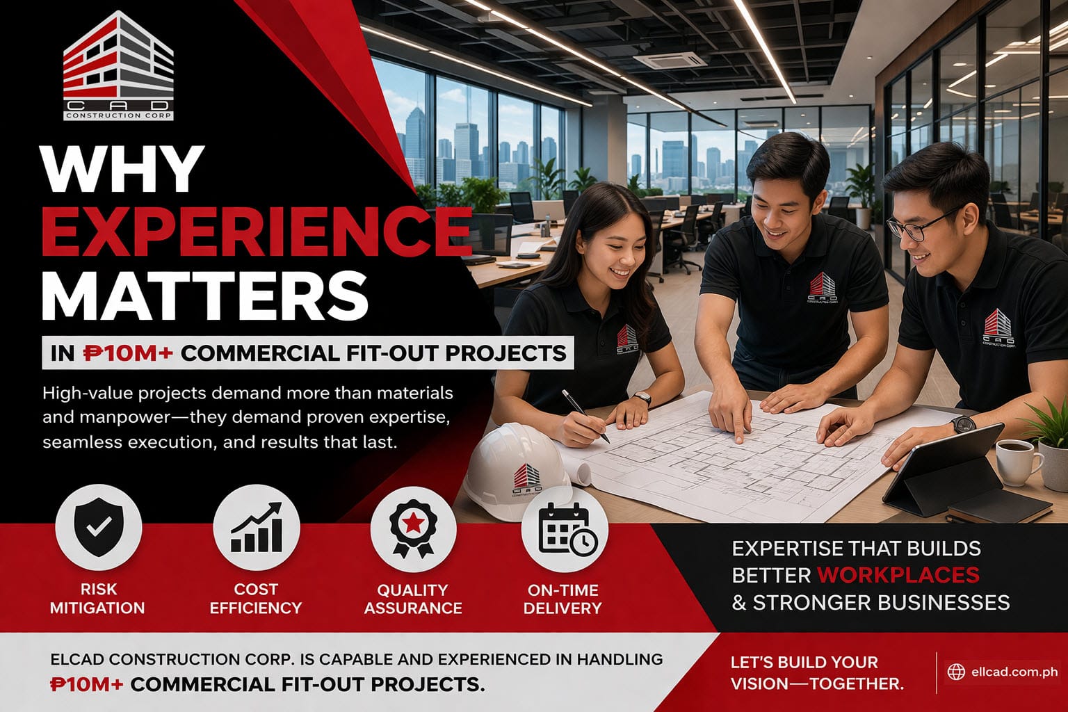 Commercial fit-out expertise Philippines team working on large office project