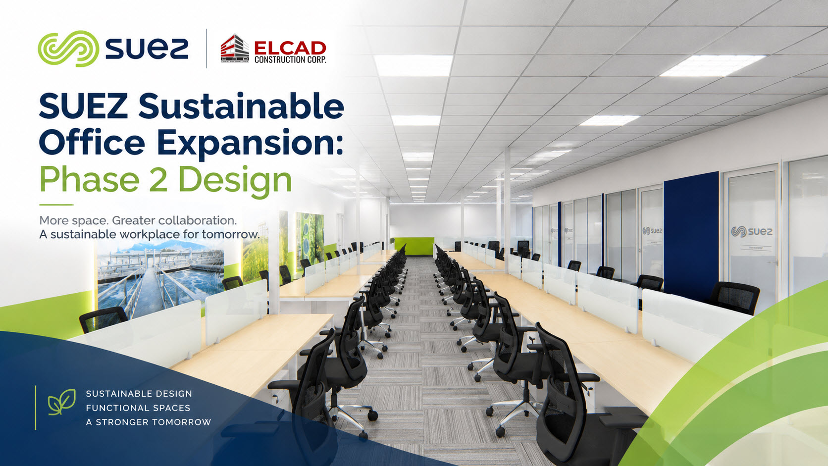 SUEZ International Phase 2 sustainable corporate office expansion 3D perspective design by Elcad Construction